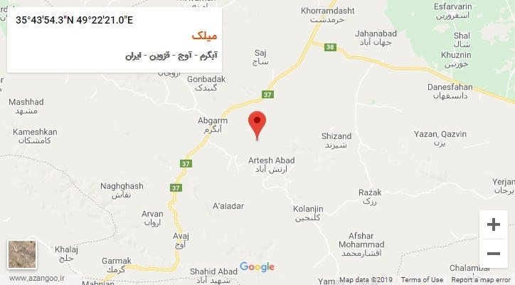 روستای میلک بر روی نقشه