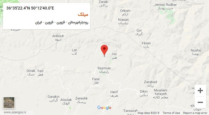 روستای میلک بر روی نقشه
