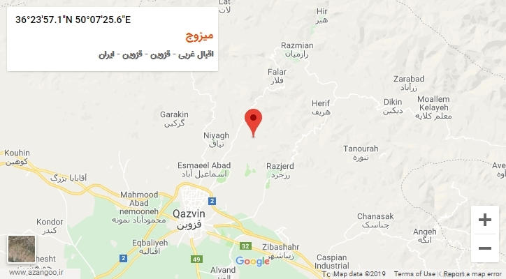 روستای میزوج بر روی نقشه