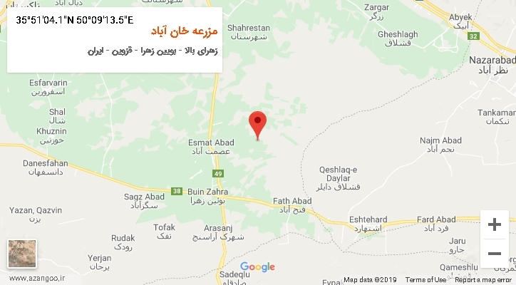 روستای مزرعه خان آباد بر روی نقشه