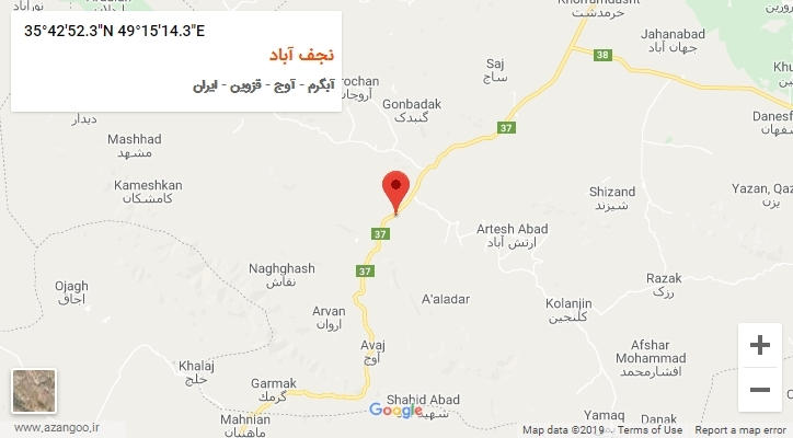 روستای نجف آباد بر روی نقشه