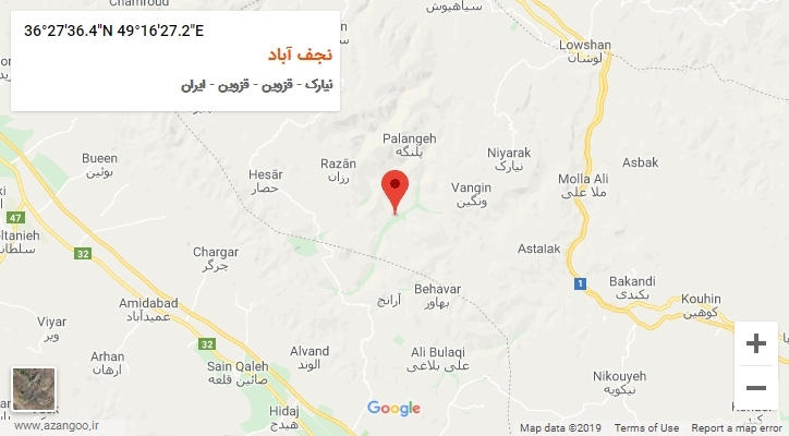 روستای نجف آباد بر روی نقشه