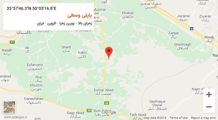 روستای پاپلی وسطی بر روی نقشه