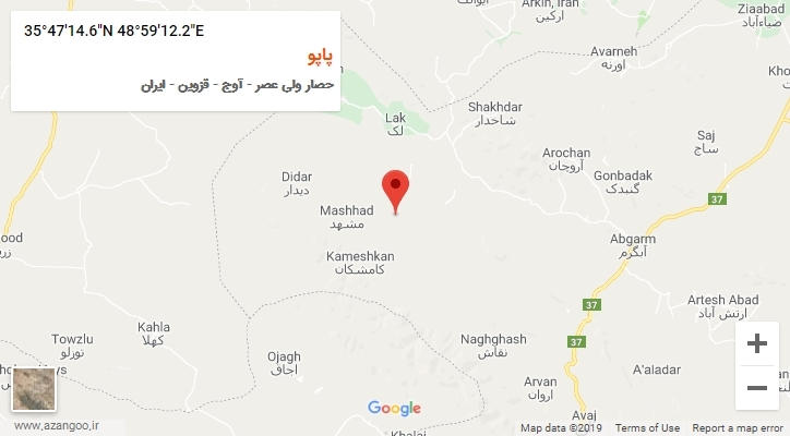 روستای پاپو بر روی نقشه
