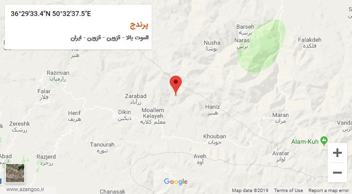 روستای پرندج بر روی نقشه