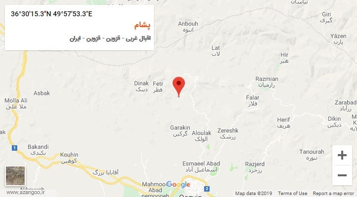 روستای پشام بر روی نقشه