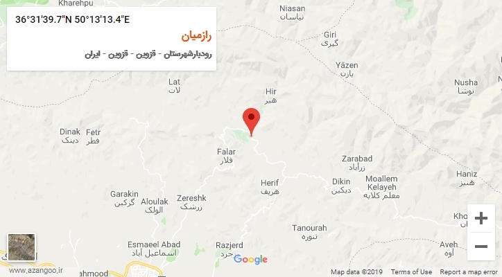روستای رازمیان بر روی نقشه