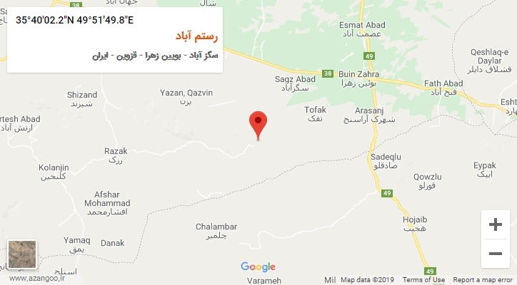 روستای رستم آباد بر روی نقشه