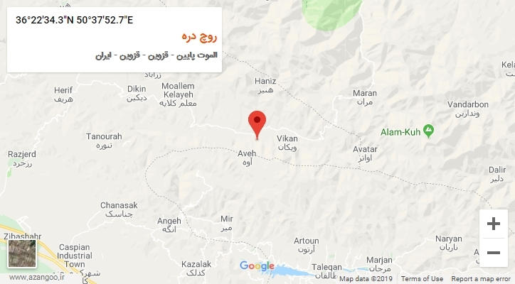روستای روچ دره بر روی نقشه