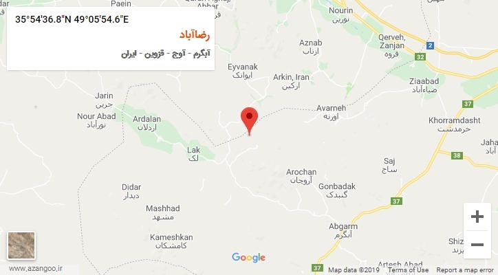 روستای رضاآباد بر روی نقشه