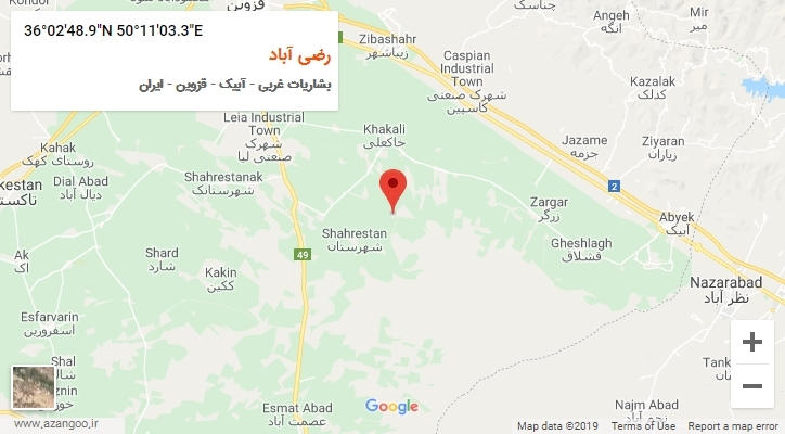 روستای رضی آباد بر روی نقشه