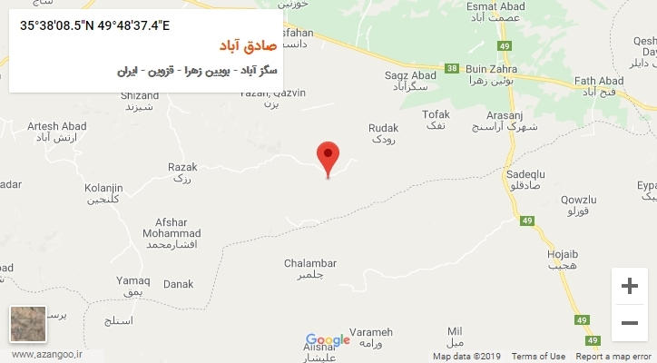 روستای صادق آباد بر روی نقشه