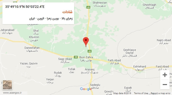 روستای شادات بر روی نقشه