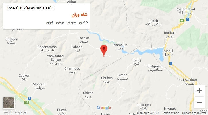 روستای شاه وران بر روی نقشه