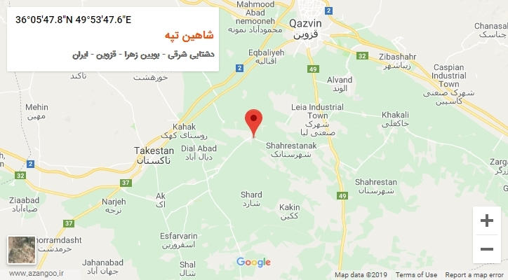 روستای شاهین تپه بر روی نقشه