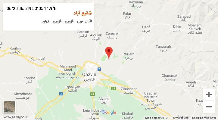 روستای شفیع آباد بر روی نقشه