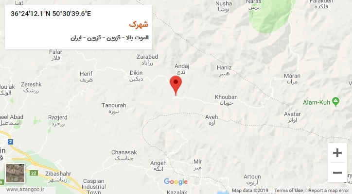 روستای شهرک بر روی نقشه