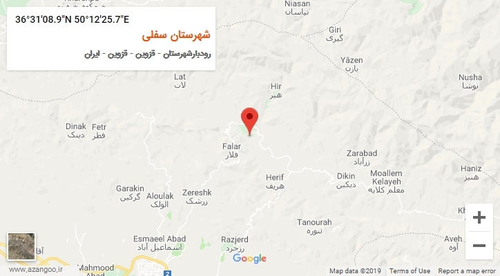 روستای شهرستان سفلی بر روی نقشه