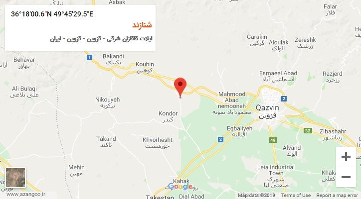 روستای شنازند بر روی نقشه