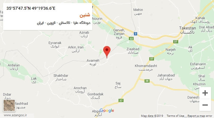 روستای شنین بر روی نقشه