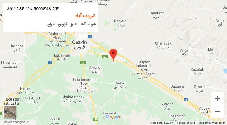 روستای شریف آباد بر روی نقشه