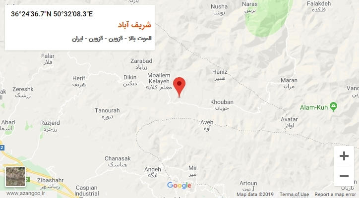 روستای شریف آباد بر روی نقشه