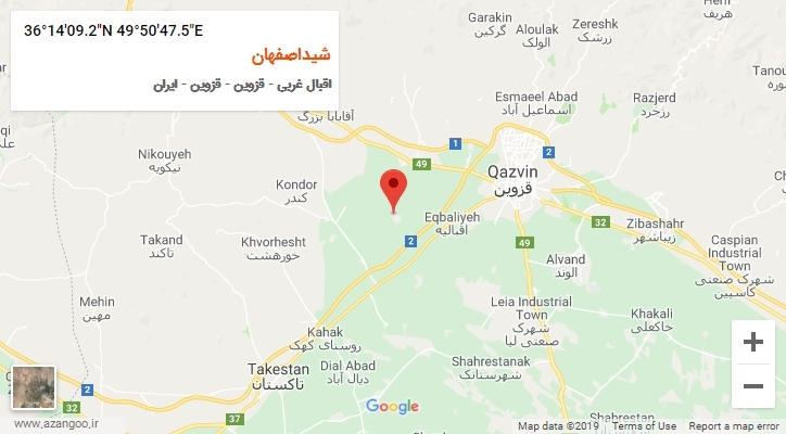 روستای شیداصفهان بر روی نقشه