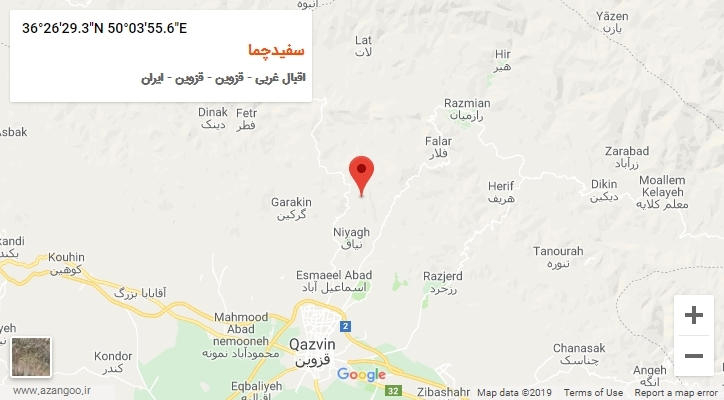 روستای سفیدچما بر روی نقشه