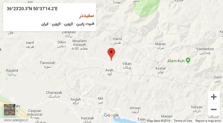 روستای سفیددر بر روی نقشه