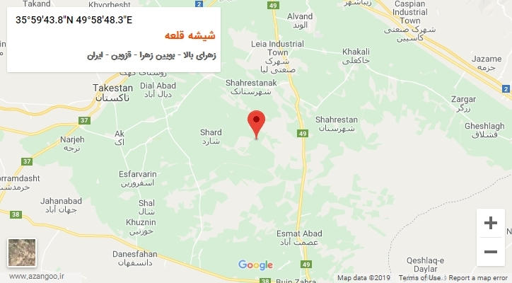 روستای شیشه قلعه بر روی نقشه