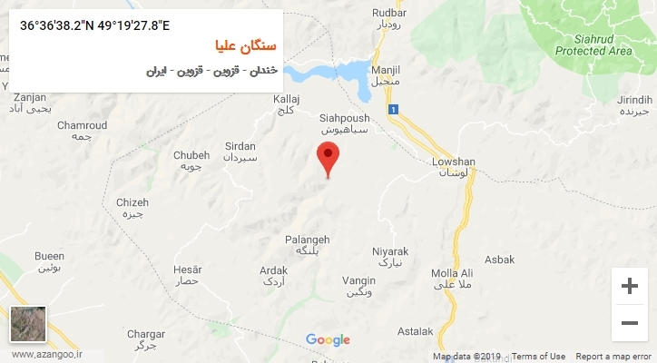 روستای سنگان علیا بر روی نقشه