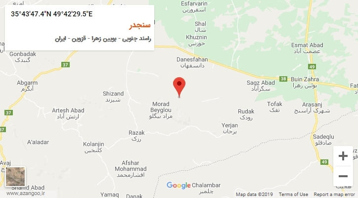 روستای سنجدر بر روی نقشه