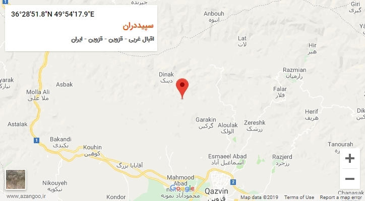 روستای سپیددران بر روی نقشه