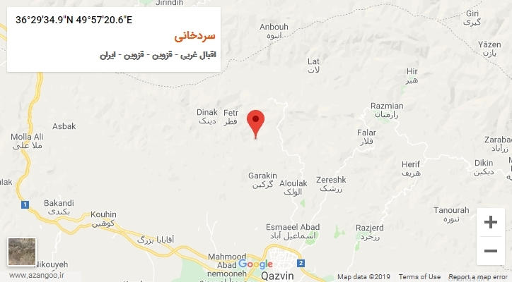 روستای سردخانی بر روی نقشه