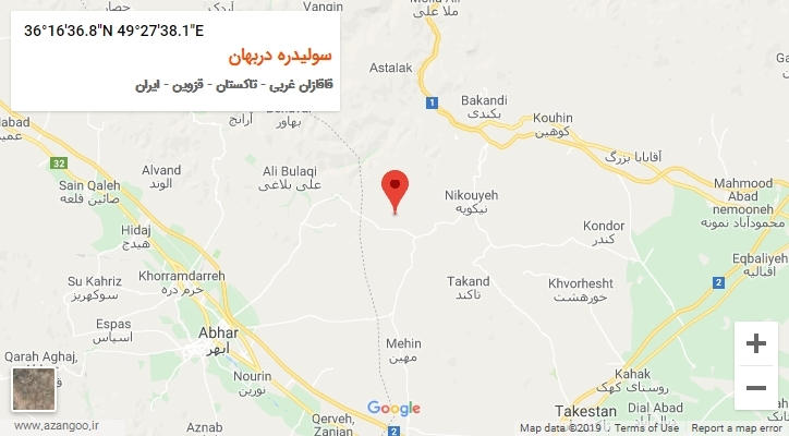 روستای سولیدره دربهان بر روی نقشه