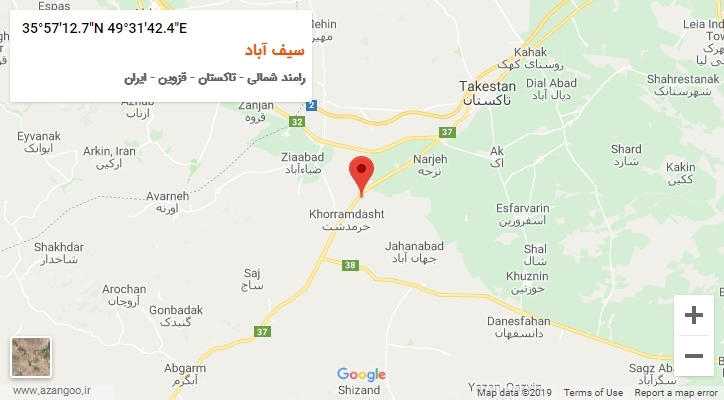 روستای سیف آباد بر روی نقشه