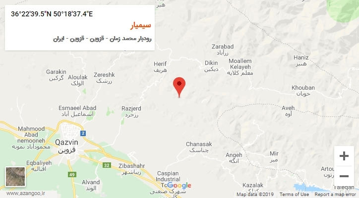 روستای سیمیار بر روی نقشه