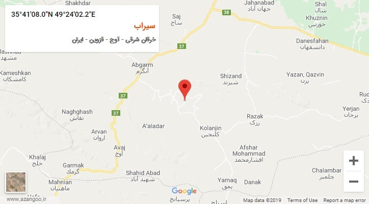 روستای سیراب بر روی نقشه