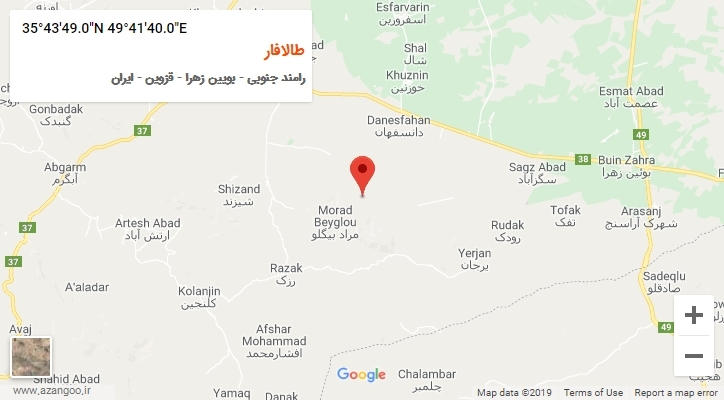 روستای طالافار بر روی نقشه