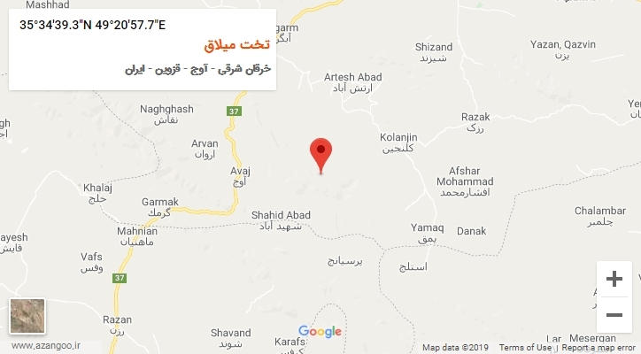 روستای تخت میلاق بر روی نقشه