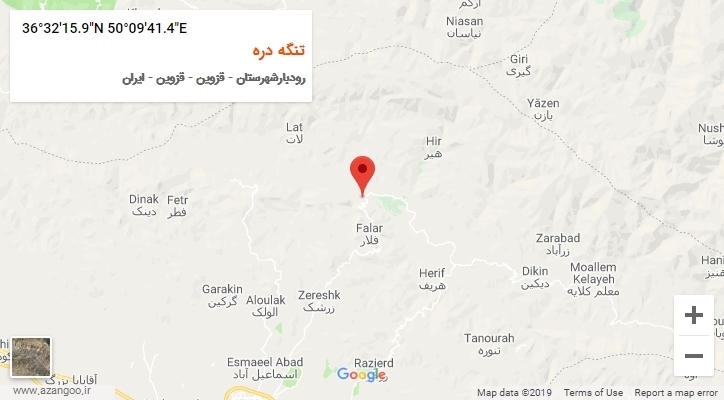 روستای تنگه دره بر روی نقشه