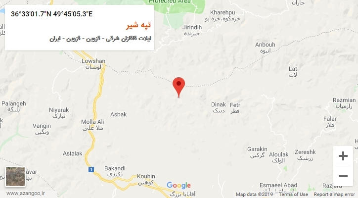 روستای تپه شیر بر روی نقشه