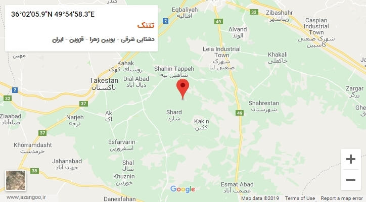 روستای تتنک بر روی نقشه