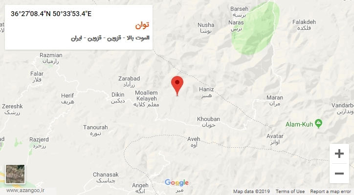 روستای توان بر روی نقشه