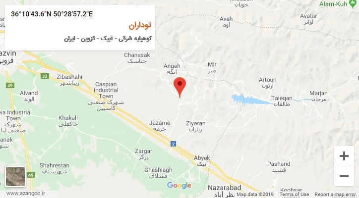 روستای توداران بر روی نقشه