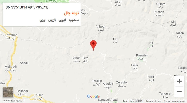 روستای توته چال بر روی نقشه