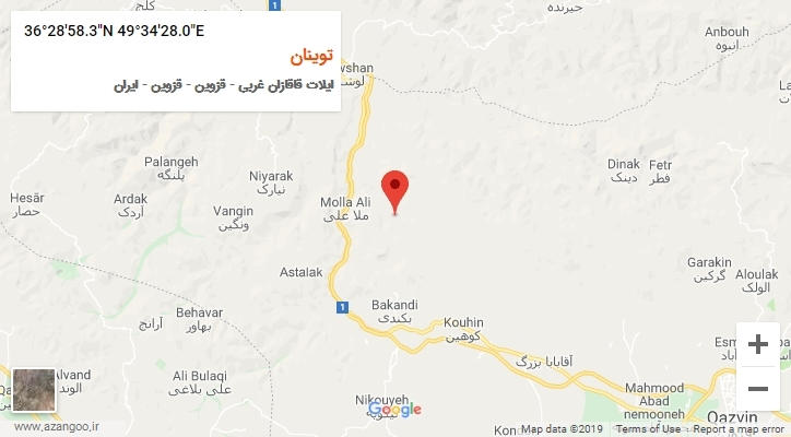 روستای توینان بر روی نقشه