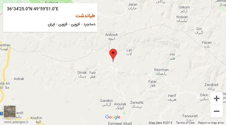 روستای طیاندشت بر روی نقشه