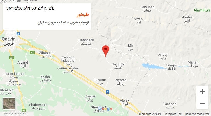 روستای طیخور بر روی نقشه