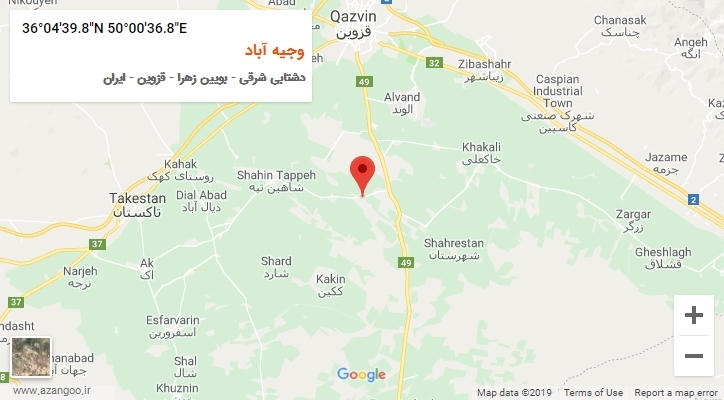 روستای وجیه آباد بر روی نقشه